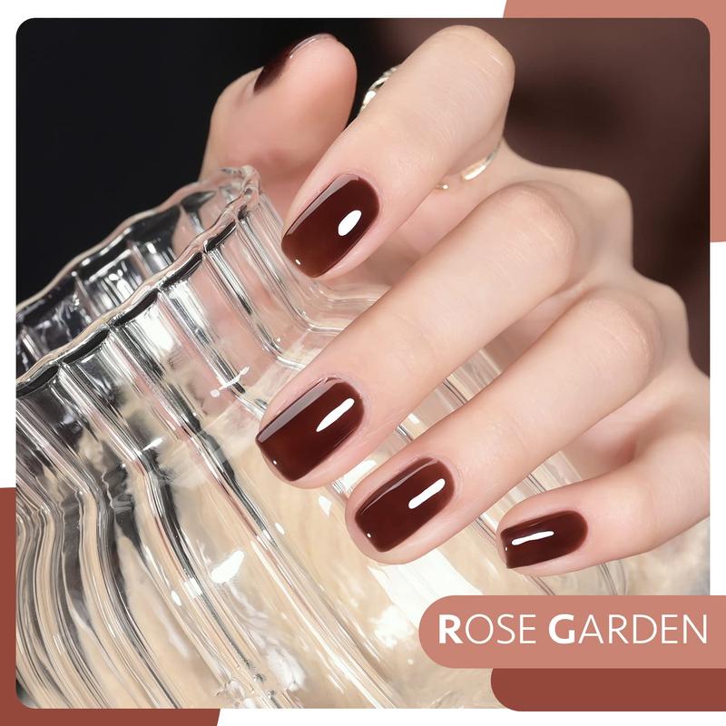 Rose Garden Jelly Gel Nail Polish of 6 Transparent Nude Red  Brown Colors Sheer Gel Polish Kit for Salon Gel Manicure and Nail Art DIY at Home Nail Care Clear Peeling Translucent Uv Cutics Cosmetic