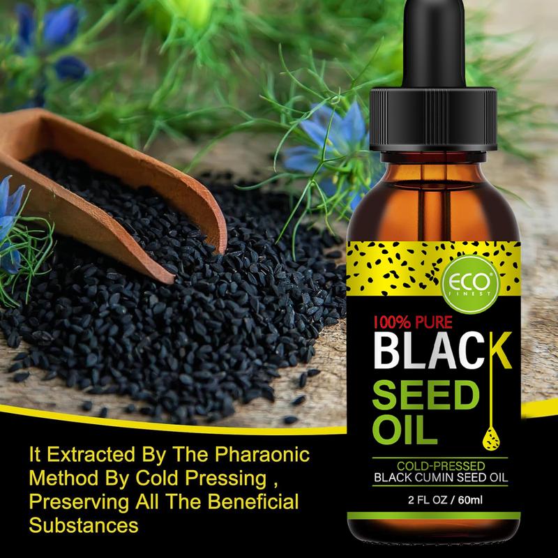 ECO FINEST Black Seed Oil - 3 Times Thymoquinone, Cold-Pressed, 100% Turkish Black Cumin Seed Oil, Liquid Pure Blackseed Oil,