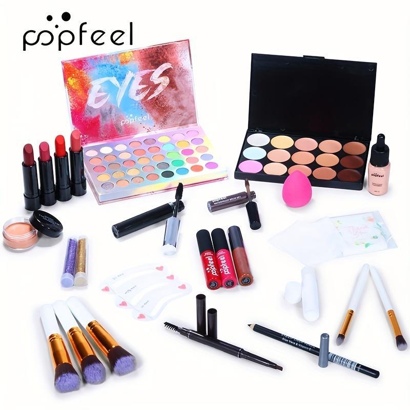 Makeup Gift Set, 1 Set All in One Portable Makeup Kit, Including Foundation, Mascara, Concealer, Eyeshadow, Lipstick, Brushes and More, Ideal for Gifts and Beginners, Summer Gifts, Creative Birthday Gift, Christmas Gift