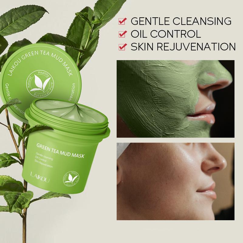 Green Tea Mud Mask, 1 Count Green Tea Extract Deep Cleansing Face Mask, Oil Control & Moisturizing Facial Mask For Women