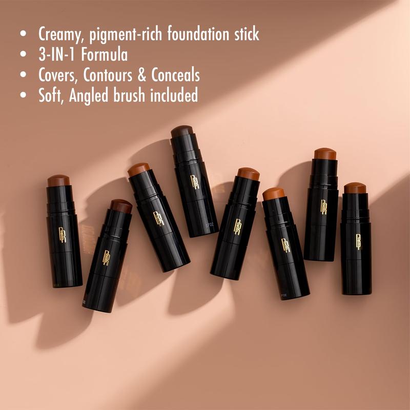 Black Radiance Color Perfect Foundation Stick with Soft Brush Applicator Duo – Buildable, Blendable Versatile Pigment-Rich Formula - Betiful Bronze