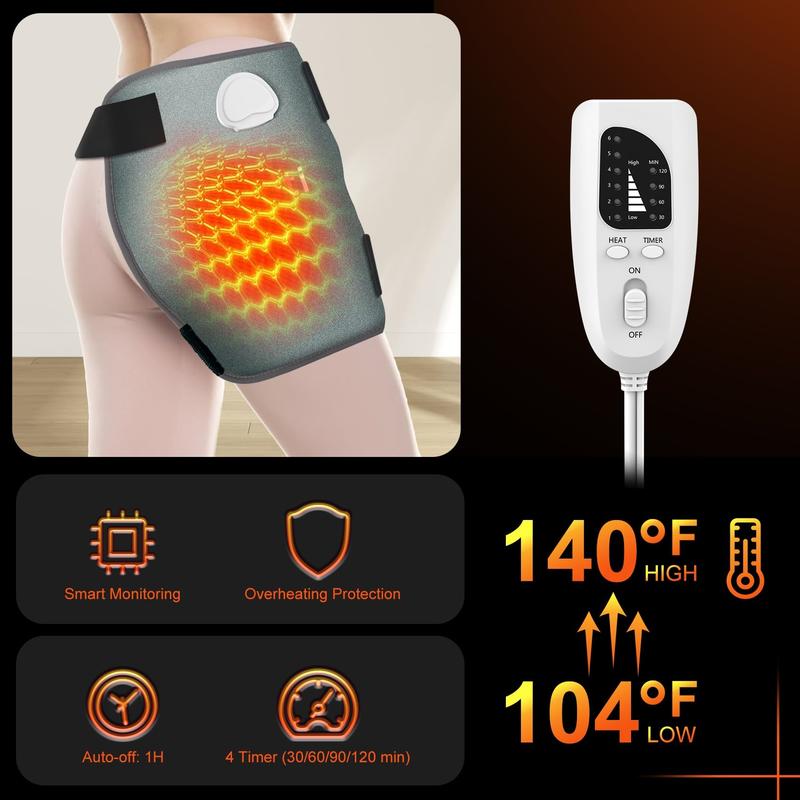 Hip Heating Pad for Sciatica Pain Relief - Heated Hip Support Brace Electric Heat Pad for Lower Back Thigh Buttock Birthday Gifts Hot Physical Therapy for Women Men Mom