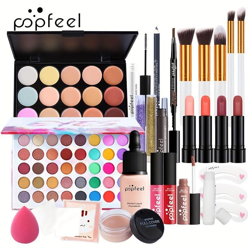 Makeup Gift Set, 1 Set All in One Portable Makeup Kit, Including Foundation, Mascara, Concealer, Eyeshadow, Lipstick, Brushes and More, Ideal for Gifts and Beginners, Summer Gifts, Creative Birthday Gift, Christmas Gift