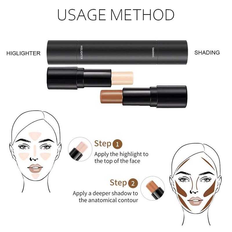 4 Colors Cream Contour Sticks Makeup Kit, Primer Face Highlighter Contouring for Beginners, Highlight and Contour Kit, Cream Concealer Makeup Blur Stick, Primer Face Corrector