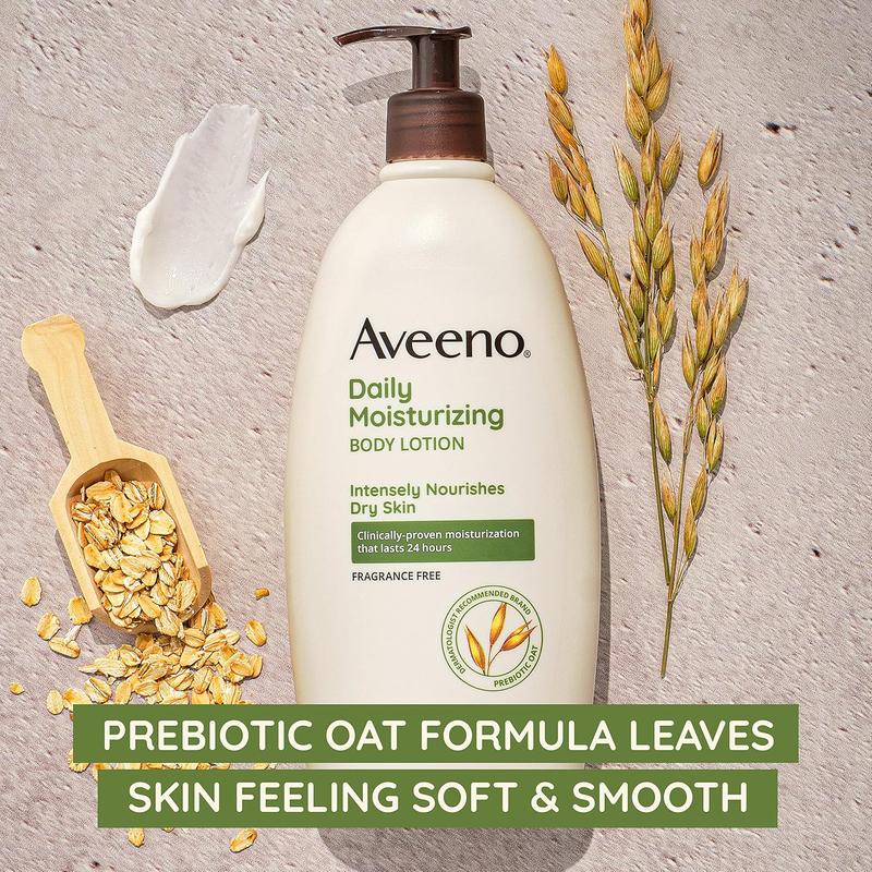 Aveeno Daily Moisturizing Body Lotion, Gentle Lotion Nourishes Dry Skin with Moisture, Soothing Prebiotic Oat, Fragrance-Free, Non-Comedogenic, Travel-Size, Pack of Three, 3 X 2.5 Fl. Oz Kenvue