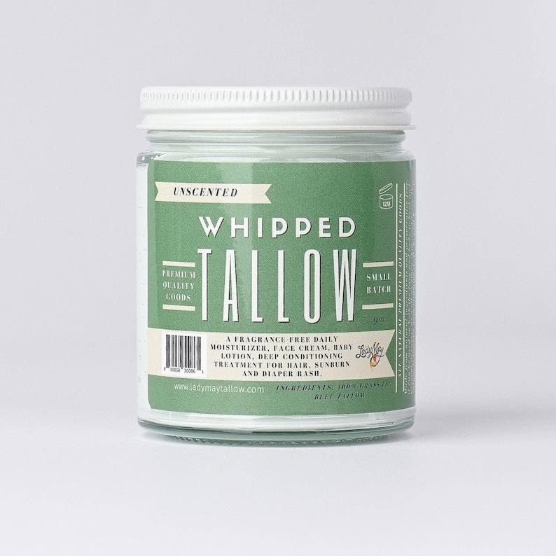 Unscented Whipped Tallow, All Natural Grass Fed Beef Tallow Moisturizer