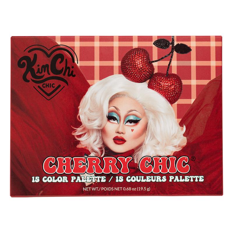 KimChi Chic Cherry Chic Compact Eyeshadow Palette - Vibrant Red, Green, and Yellow Makeup Colors with Nourishing Vitamin E