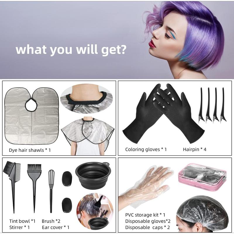 16 Pieces Hair Dye Coloring Kit- Hair Tinting Bowl, Hair agitator, Dye Brush, Ear Cover, Hairpin, Hair Coloring Cape For Hair Dye Tools Haircare Heatless