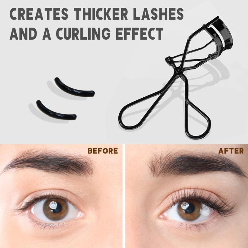 Eyelash Curler with Pads, Achieve  Curls in 5 Seconds, Lash Curler with Satin Bag, Eye Lash Curler Gentle & Safe Home & Travel Uses - Black