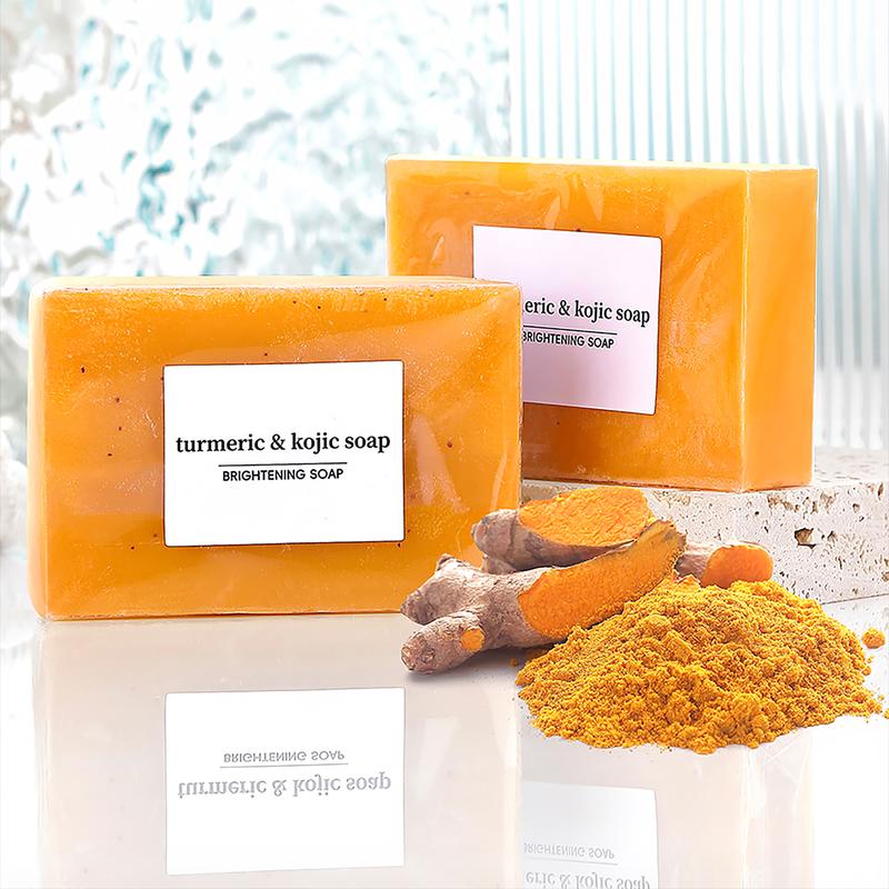 5 PCS Turmeric & Kojic Soap Set - Brightening Soap with Lemon Turmeric and Kojic acid,Suitable for Face, Hands and Bathing - 100g Each Bar