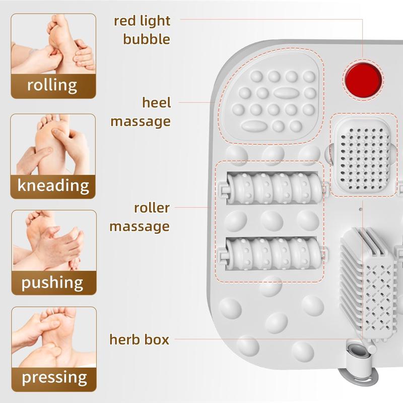 Collapsible Foot Spa Bath with Heat and Massage Rollers, Foot Soak Tub with Four Corn Rollers,Acupressure Massage Points,Red Light,Foldable Foot Spa with Smart Heating for Home Spa Use