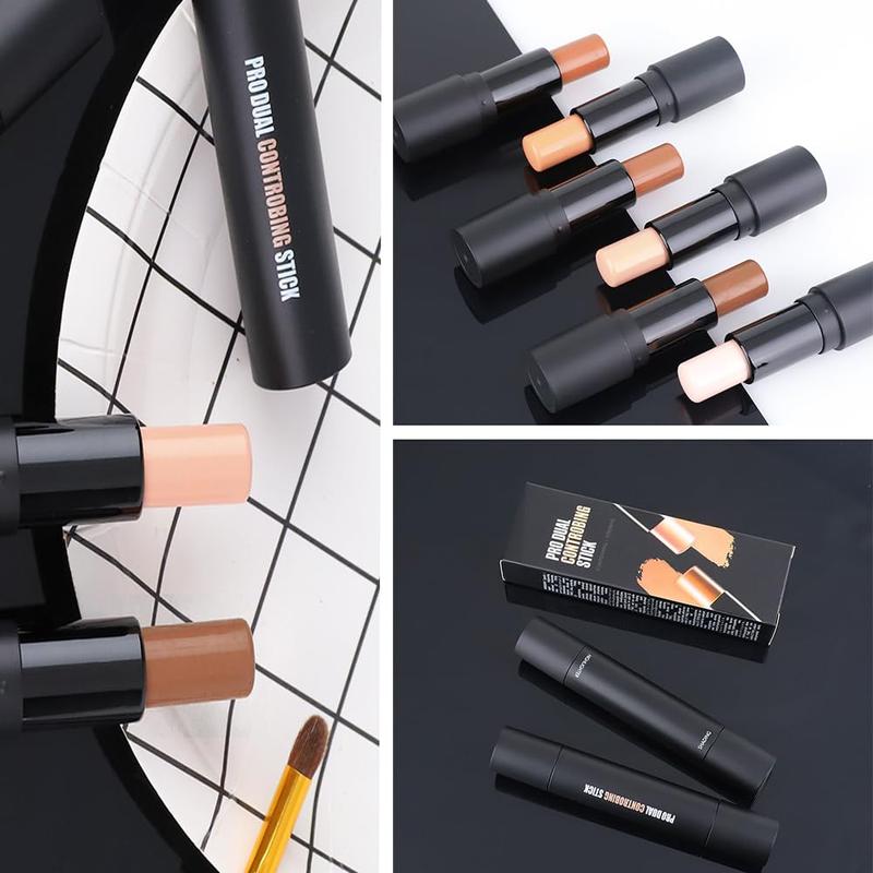 4 Colors Cream Contour Sticks Makeup Kit, Primer Face Highlighter Contouring for Beginners, Highlight and Contour Kit, Cream Concealer Makeup Blur Stick, Primer Face Corrector