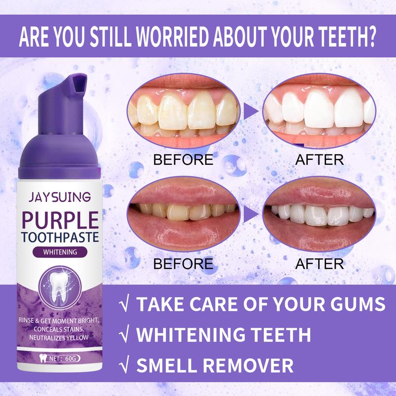 Purple Toothpaste, Deep Cleaning Toothpaste, Oral Care Toothpaste for Freshing Breath,Dental Care Products for Adults Gentle Mint Whitening Daily Radiant Soothing Cleansing Purple Deep