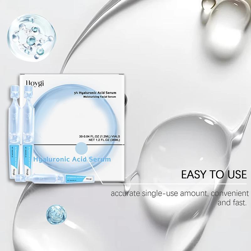 Hyaluronic Acid Moisturizing Serum, 30pcs box Hydrating Brightening Facial Essence, Nourishing Face Skin Care Product for Women & Men