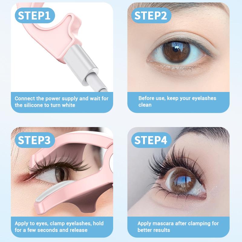 Heated Eyelash Curlers , C-Shaped Natural Curling, 24 Hours Long Lasting, Electric Eyelash Curler with Type-C, Anti-Burn Mini Lash Curler, Gift for Women Girls