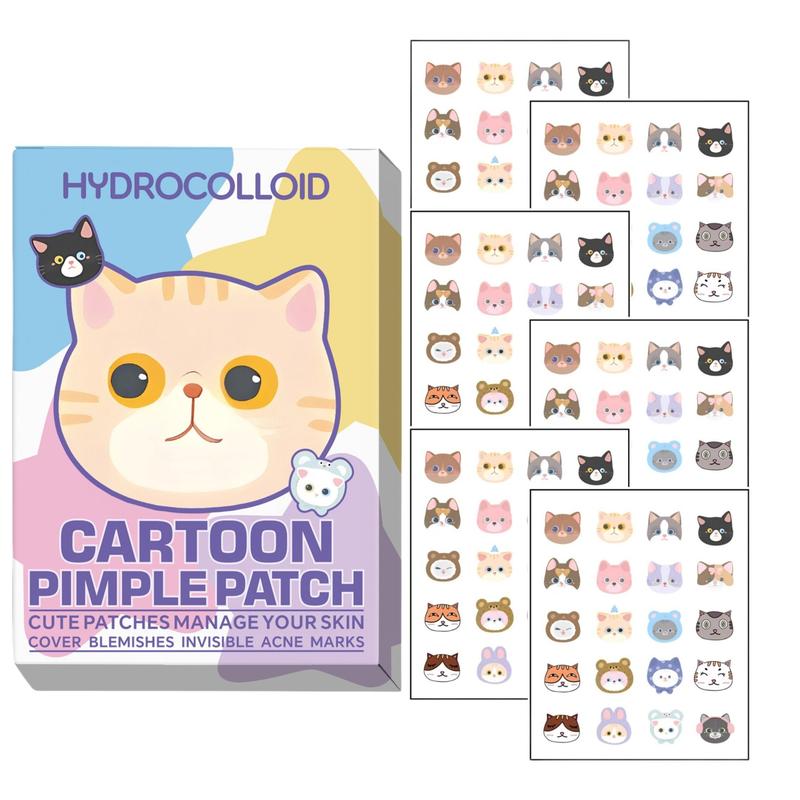 Cute Cat Pattern Acne Patch, 120pcs box Waterproof Hydrogel Invisible Acne Cover Patch, Skin Care Product for Women & Men, Christmas Gift