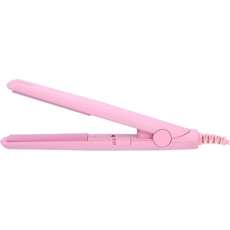 25W PTC Straightener and Curling Iron in One Mini Hair Straightener,Hair Straightener, Flat Iron Curler, (Pink, Us Plug)