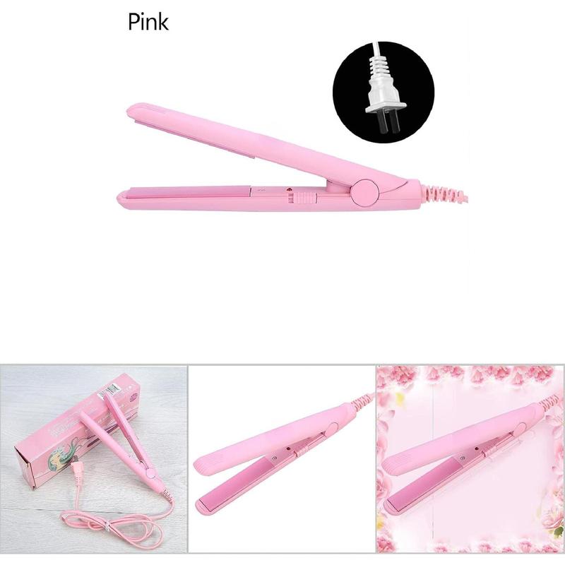 25W PTC Straightener and Curling Iron in One Mini Hair Straightener,Hair Straightener, Flat Iron Curler, (Pink, Us Plug)