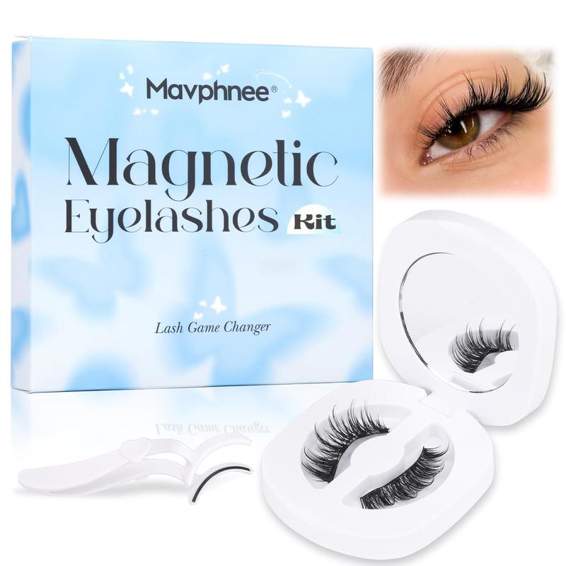 Magnetic Eyelashes with Applicator Magnetic Lashes with Applicator Kit Wispy False Lashes No Glue Needed Eyelashes Natural Fake Lashes Eye Lashes Pack 1 Pair by Mavphnee Makeup Cosmetic Lash Extensions Eyelash Extension Eyelashes Extensions