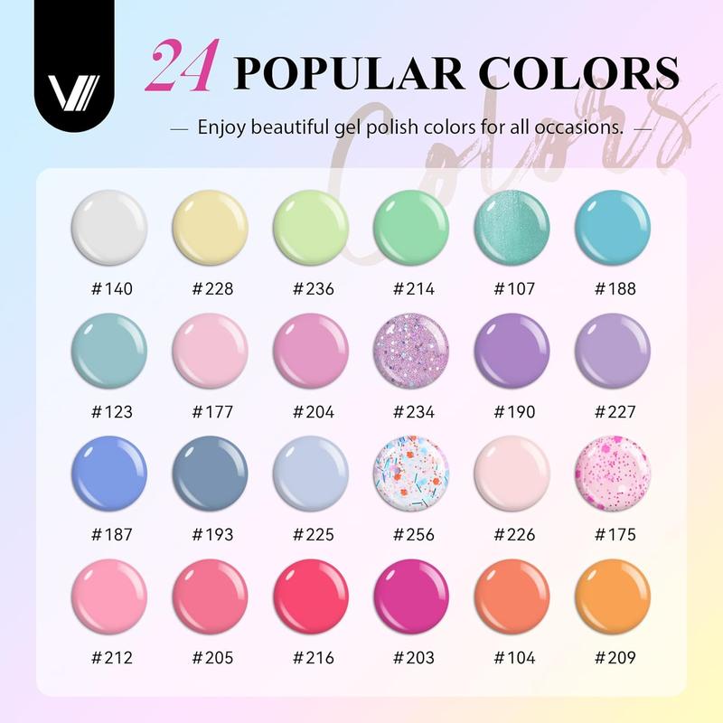 42pcs Gel Nail Polish Set with U V Light 24 Popular Colors Gel Nail Polish Set Green Blue Purple Pink Orange Full Gel Nail Set with Manicure Tools Women Fashionable and Beautiful Christmas Gift