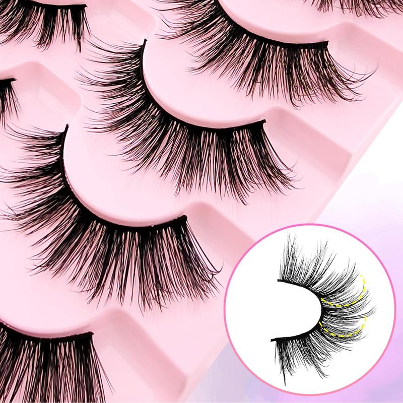 Fluffy Curly Thick False Eyelashes, 1 Box Natural Look Fluffy Thick Faux Eyelashes for Women