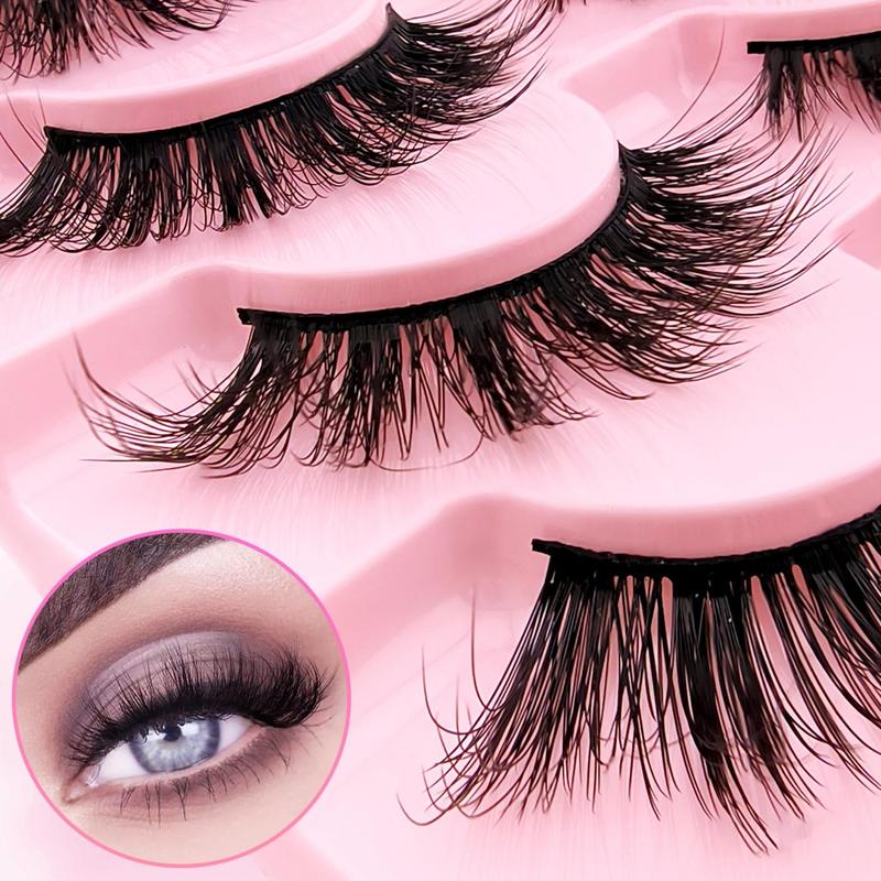 Fluffy Curly Thick False Eyelashes, 1 Box Natural Look Fluffy Thick Faux Eyelashes for Women