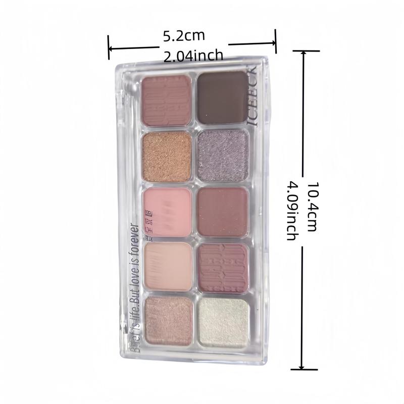 10 Color Matte & Shimmer Eyeshadow Palette, 1 Count Long Lasting Eye Makeup Product for Women