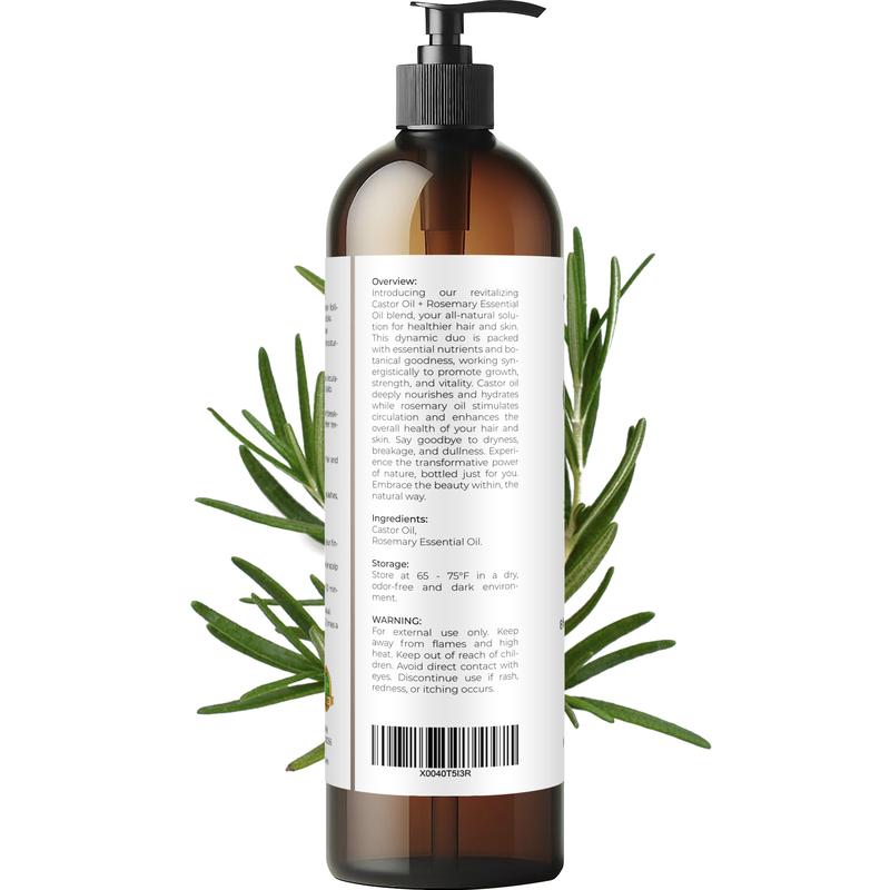 velona Castor Oil with Rosemary Oil - 8 Fl Oz | Hair Growth Oil | Hair, Scalp, Eyelashes, Eyebrows | 100% Natural and Pure