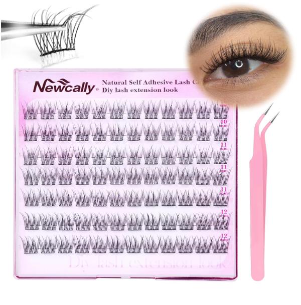 Self Adhesive Lashes Clusters Natural Look Lash Extension Reusable Self Adhesive Eyelashes No Glue Individual Lashes C Curl Eyelash Clusters Faux Mink Lashes by Newcally