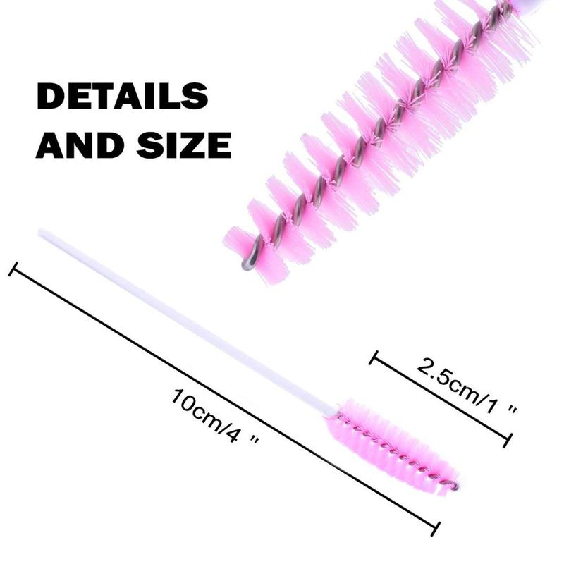 200 count Disposable Eyelash Brushes Mascara Wands Eye Lash Eyebrow Applicator  Makeup Brush Tool Kits (White-Pink)