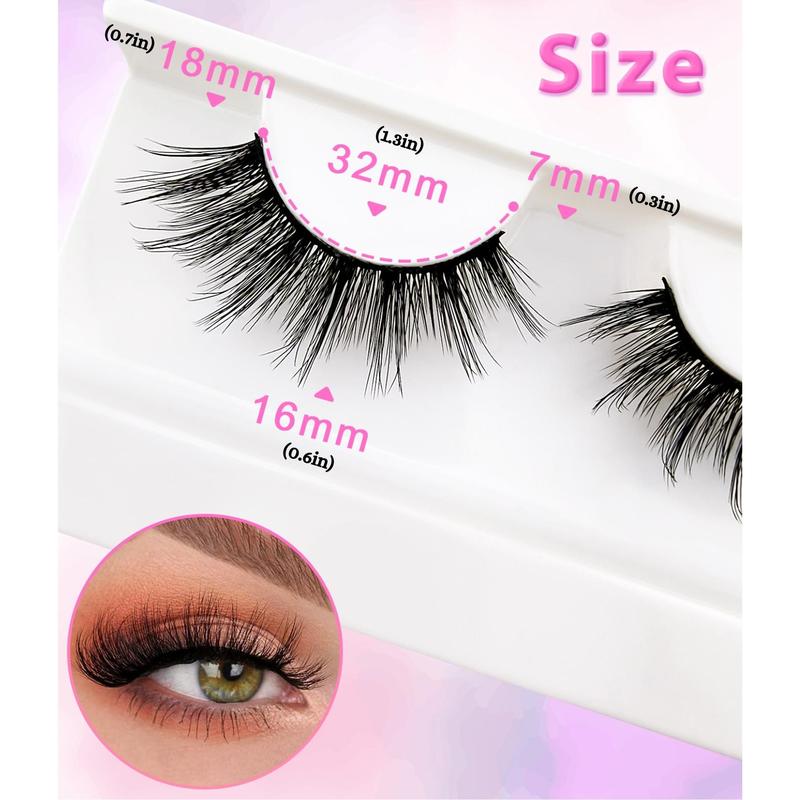 Fluffy Curly Thick False Eyelashes, 1 Box Natural Look Fluffy Thick Faux Eyelashes for Women