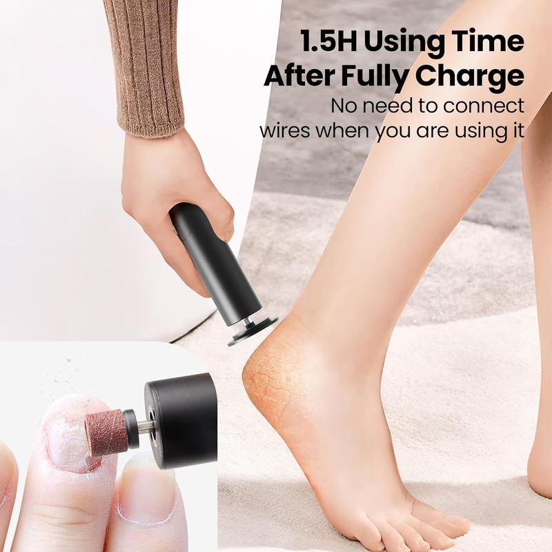 Electric Callus Remover Feet, Electric Foot File Nail Grinder 2 1,Rechargeable Professional Foot Sander Pedicure Tool Feet Dry Dead Skin with Sandpaper Disk, 6 Speed Adjustable