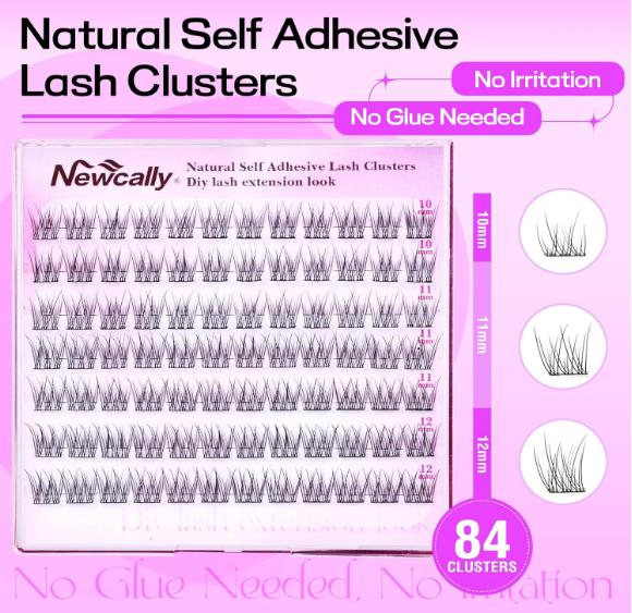 Self Adhesive Lashes Clusters Natural Look Lash Extension Reusable Self Adhesive Eyelashes No Glue Individual Lashes C Curl Eyelash Clusters Faux Mink Lashes by Newcally