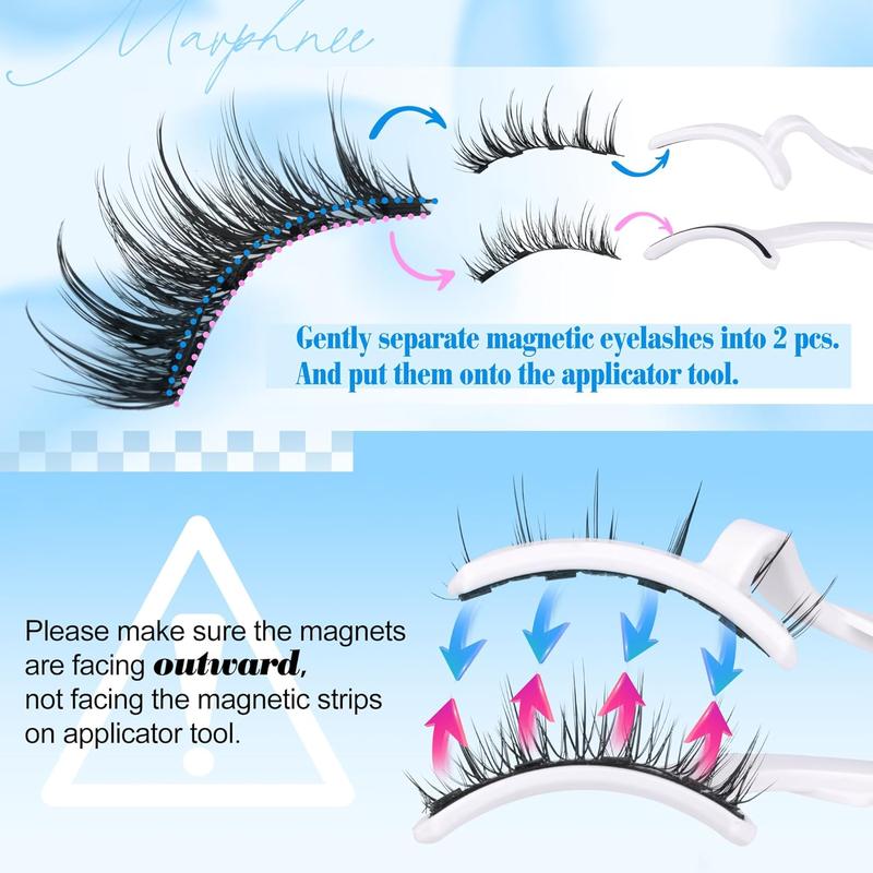 Magnetic Eyelashes with Applicator Magnetic Lashes with Applicator Kit Wispy False Lashes No Glue Needed Eyelashes Natural Fake Lashes Eye Lashes Pack 1 Pair by Mavphnee Makeup Cosmetic Lash Extensions Eyelash Extension Eyelashes Extensions