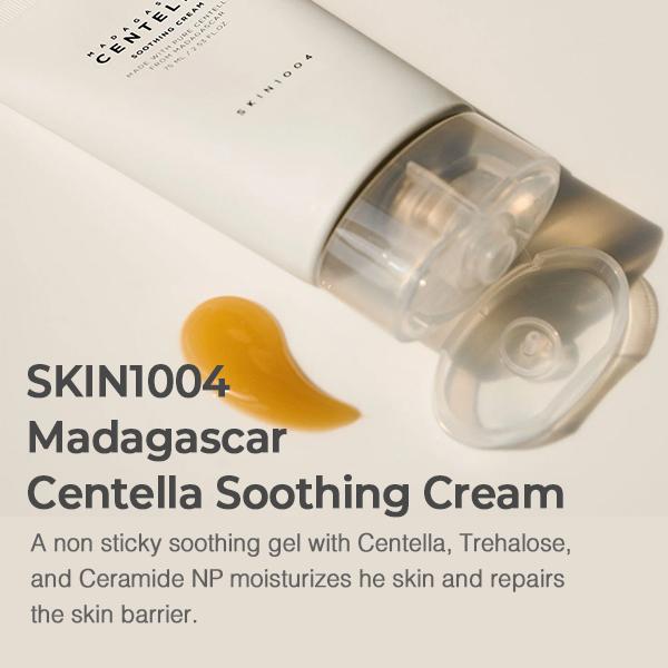 [SKIN1004 set] Madagascar Centella Soothing Cream 2.53 fl.oz, 75ml, Quadruple Ceramide Complex Strengthens Skin Barrier and Smooths Skin + MADAGASCAR CENTELLA AMPOULE 55ML