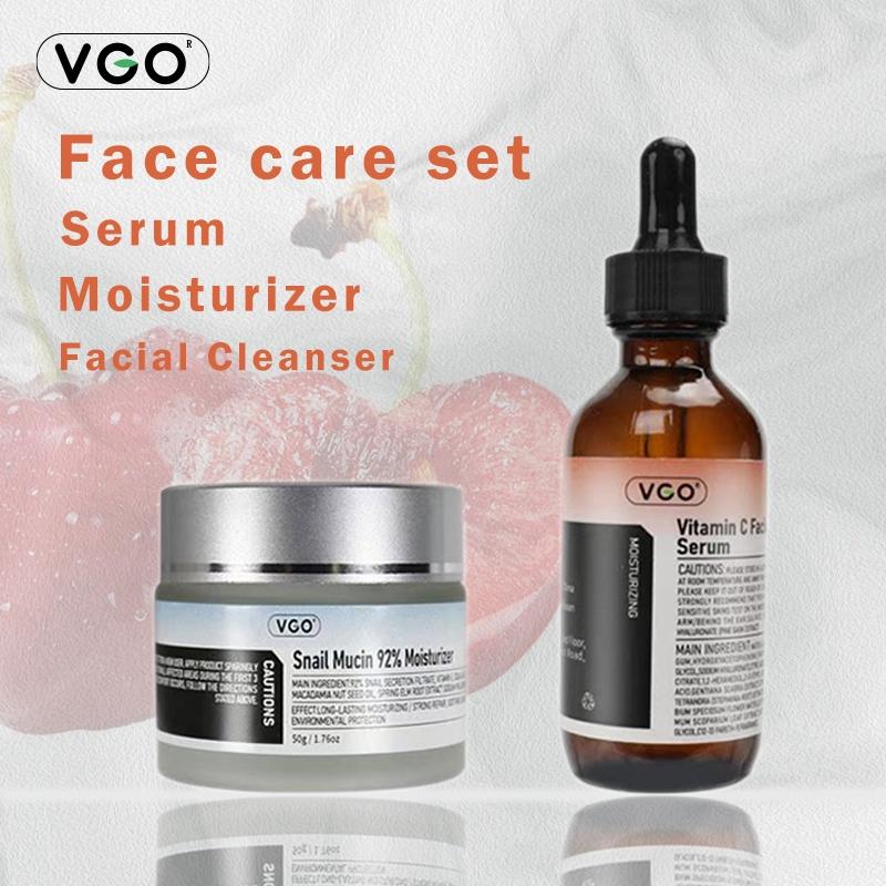 VGO Snail Mucin 92% Moisturizer and Vitamin C Facial Serum Essence30ml Reduces Facial Fine Lines Hydration and Nourishment for Radiant Skin  USA Skin Care Set Moisture Moisturizing Cream Gentle Hyaluronic Comfort resh cream philosophy Vitamina E Cleanser