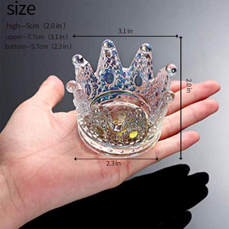 2PCS Nail Art Dappen Dish 2 In 1 Glass Dish for Nail Acrylic Liquid Powder–Nail Crystal Bowl Glass Nails Cup Nails Pen Holder, Crown Nails Glass Dish, Colorful Laser