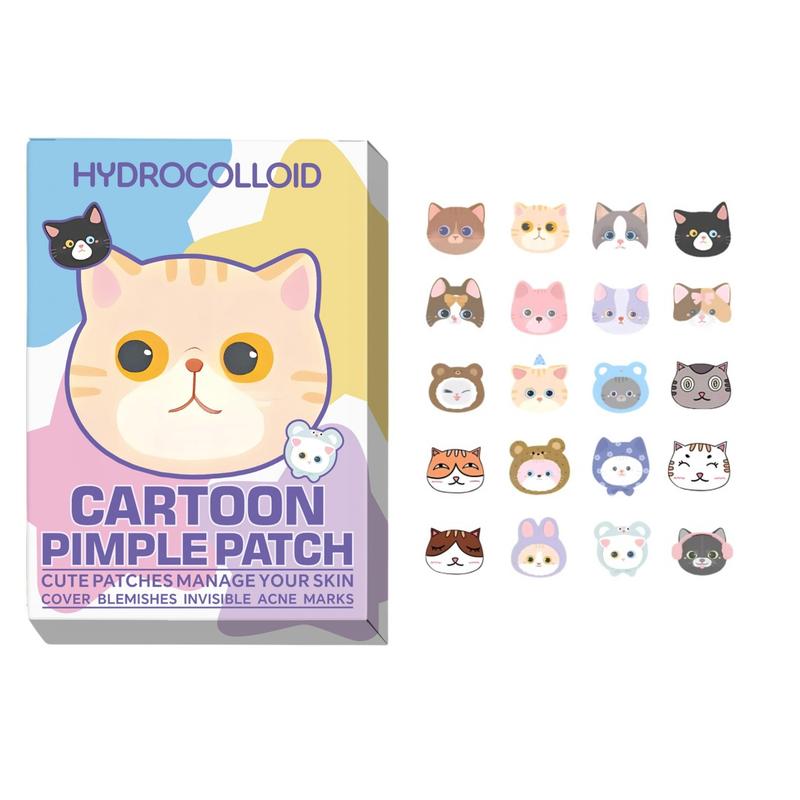 Cute Cat Pattern Acne Patch, 120pcs box Waterproof Hydrogel Invisible Acne Cover Patch, Skin Care Product for Women & Men, Christmas Gift