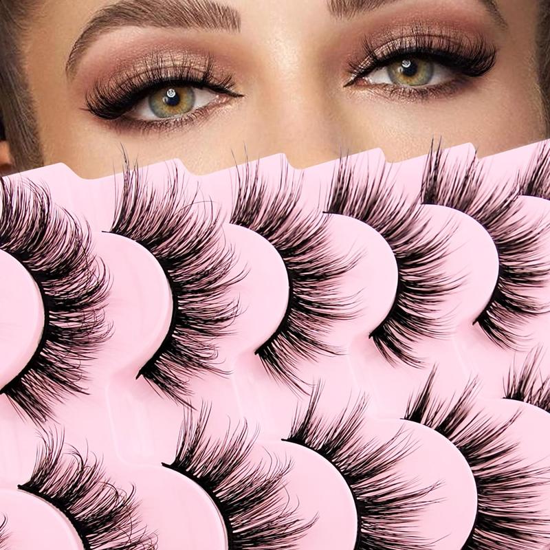 Fluffy Curly Thick False Eyelashes, 1 Box Natural Look Fluffy Thick Faux Eyelashes for Women