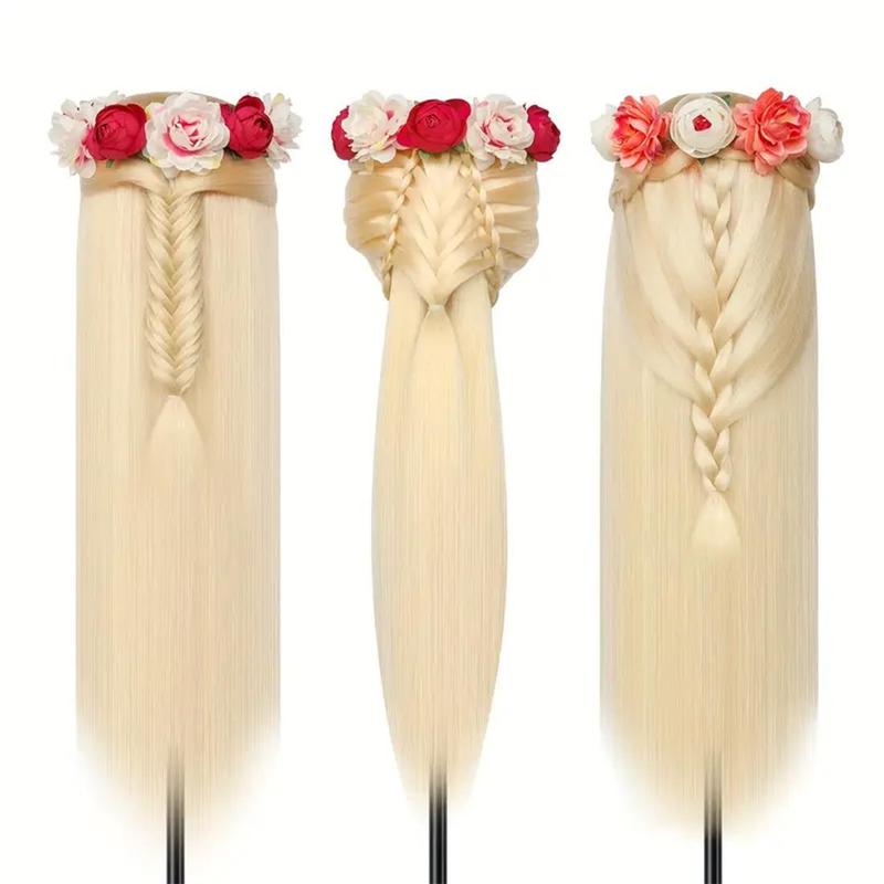 28 Inch Long Blonde Training Head with Tools, 18pcs set Hairdressing Mannequin Head for Braiding, Hair Styling Head for Salon & Barber Shop