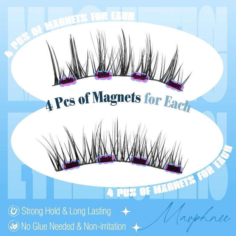 Magnetic Eyelashes with Applicator Magnetic Lashes with Applicator Kit Wispy False Lashes No Glue Needed Eyelashes Natural Fake Lashes Eye Lashes Pack 1 Pair by Mavphnee Makeup Cosmetic Lash Extensions Eyelash Extension Eyelashes Extensions