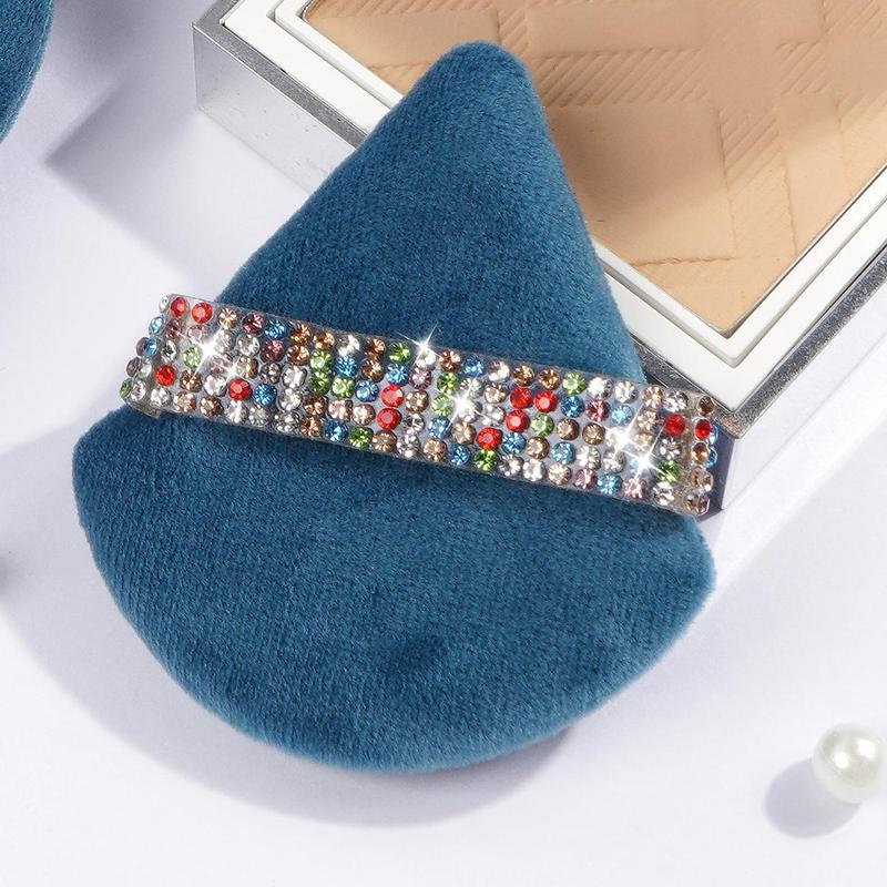 5pcs Rhinestones Decor Triangle Shaped Dry & Wet Use Makeup Puff, Versatile Makeup Puff, Makeup Tool for Blending & Facial Detailing, Makeup Accessories