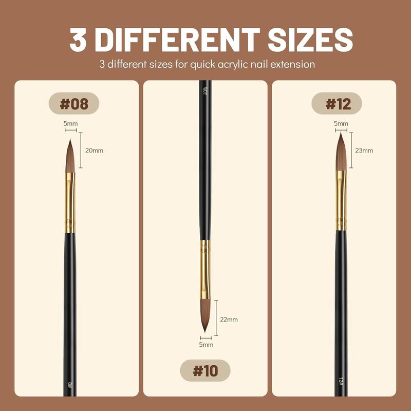 3 count   Brush Set - Size 10 12 14 Kolinsky  Brushes for  Application  Art Brushes for  Powder,  for  Extension for Beginner & Professional Gift Handle