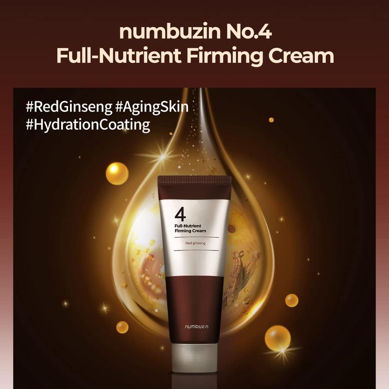 [Numbuzin] No.4 Full-Nutrient Firming Cream 60ml, Highly Nutritious,Anti-wrinkle, Anti-aging, Elasticity, Red Ginseng, Korean Skin Care For Face