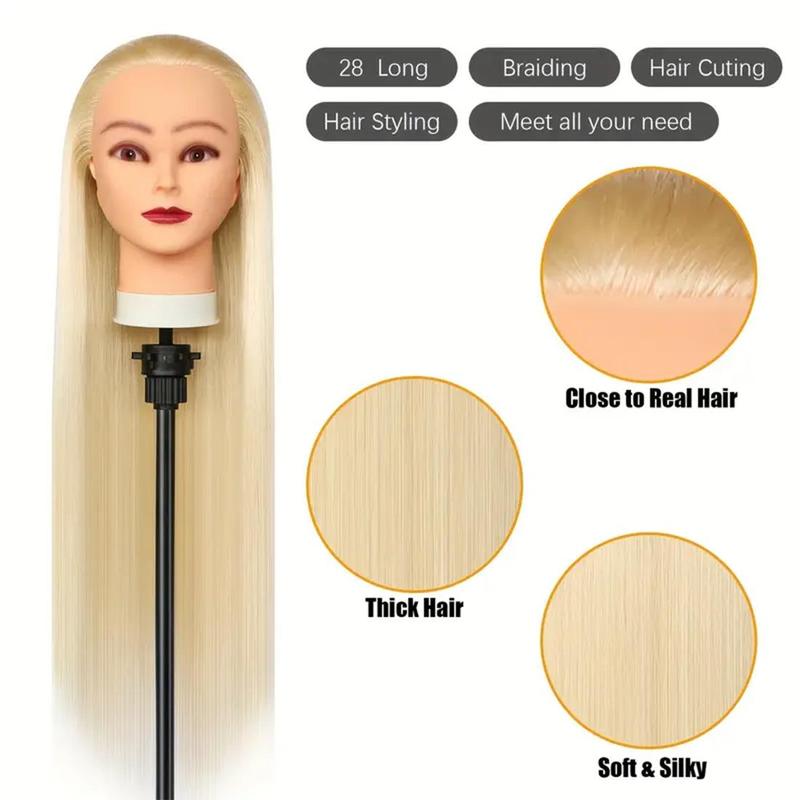 28 Inch Long Blonde Training Head with Tools, 18pcs set Hairdressing Mannequin Head for Braiding, Hair Styling Head for Salon & Barber Shop