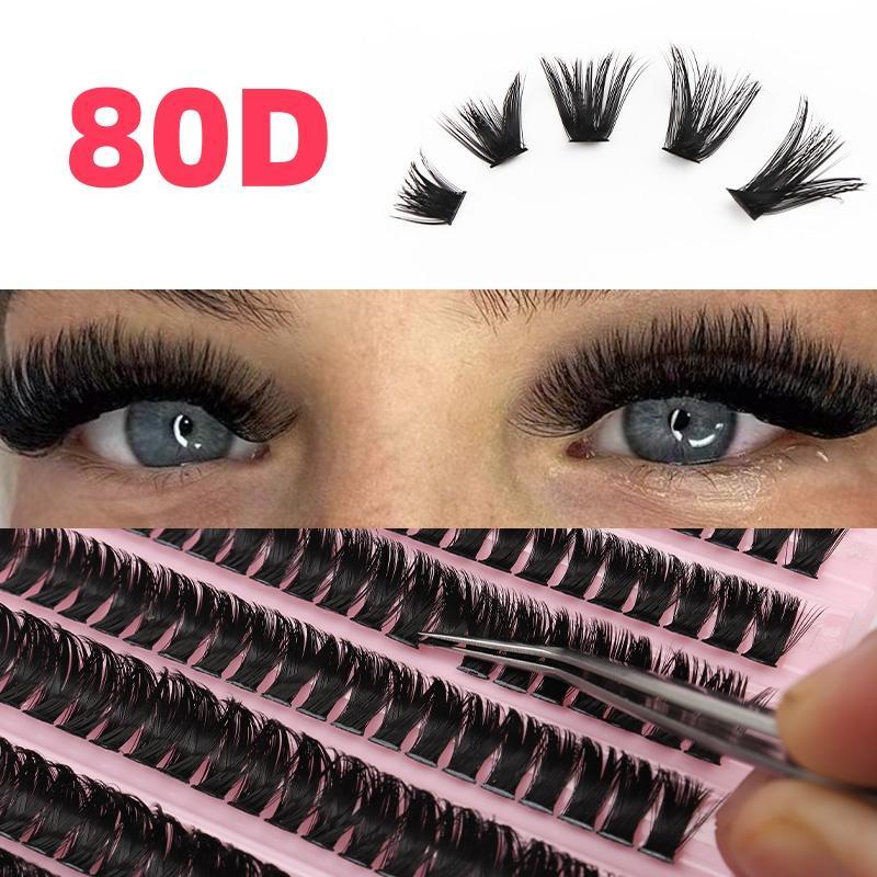 Segmented False Eyelashes (200pcs set), Natural Look Eyelashes Extensions Kit, Natural Curling Fake Eyelashes for Women Eye Makeup Enhancement