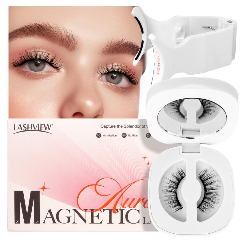 LASHVIEW Soft Magnetic Eyelashes Cosmetic EyeLash Extension with Applicator No Glue & Eyeiner Needed Reusable Waterproof Makeup Eyelashes Extensions