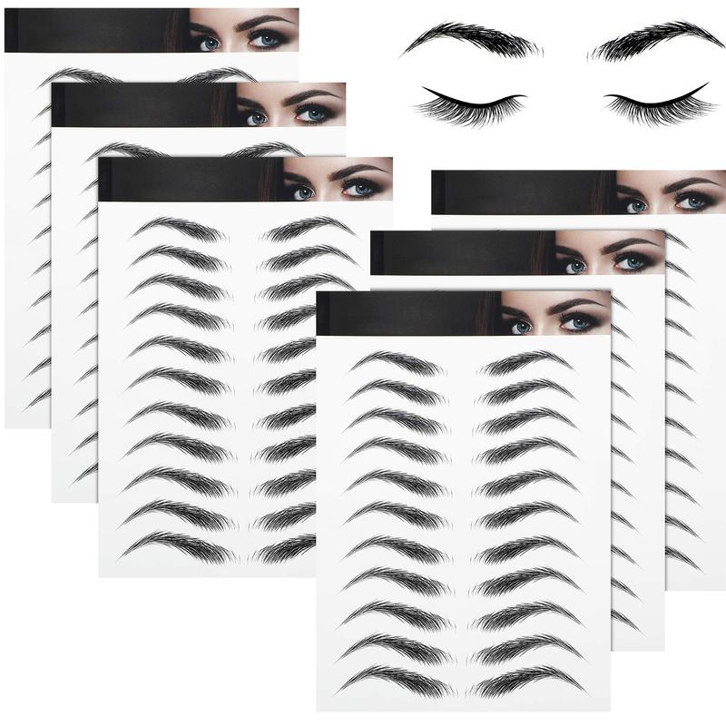 Get Perfect Brows with 6 Sheets 4D Hair-Like Eyebrow Tattoos! Waterproof Stickers for Temporary Tattoo. Peel Off for Grooming & Shaping. Arch Style, 66 Pairs Black. High Arch Eyebrow.