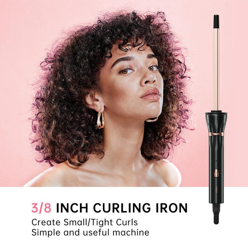 3 8 Inch Curling Iron,9mm Tiny Curling Wand,Ceramic Small Barrel Curling Iron with Adjustable Temperature,Fast Heating,for Short & Long Hair