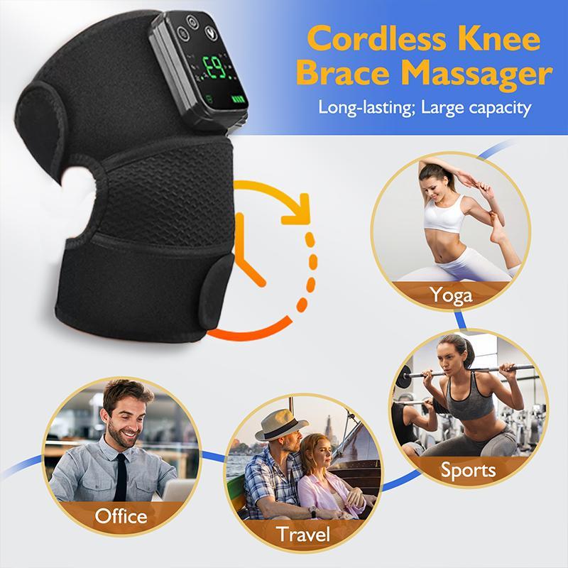 Wireless Knee Massager, 1 Set 3 in 1 Heated Vibration Knee Massager, Professional Knee Shoulder & Elbow & Massage Tool for Home & Travel